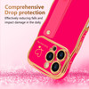 LLZCOQUE for iPhone 16 Pro Max Case for Women Girls with Strap Wave Frame Cute LoveHeart Plating Luxury Cover Raised Ful