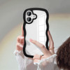 UEEBAI Wave Frame Clear Case for iPhone 16 Plus Curly Clear Phone Case Cute Wavy Phone Case for Girl Slim Fit Shockproof