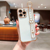 IDweel for iPhone 16 Pro Case with Adjustable Wristband Strap Kickstand Loop Heart Luxury PlatingRaised Corners Bumper S