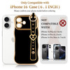 LLZCOQUE for iPhone 16 Case for Women Girls Wave Frame with Strap Cute LoveHeart Luxury Plating Curly Shape Cover Raised