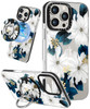 Lotadilo Case for iPhone 16 Pro Max Case Compatible with Magsafe Ring Holder Stand for Women Blue Flower Design TPU Phon