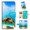 for iPhone 16 Pro Designed Flip Wallet Phone Case Cover A21911 Blue Sea Swimming Turtle 21911
