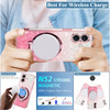 Yarxiawin for iPhone 16 Case Clear Glitter with Ring Stand Magnetic for Wireless Charger Pink Shockproof Cover iPhone 16
