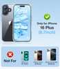 Meifigno Clear Case Designed for iPhone 16 Plus with 5X Glitter Card 2X HD Clear Screen Protector and 1X Camera Lens Pro