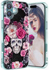 Slim Case for iPhone 16 Plus 5G Phone Case Women Cute Mandala Skull Rose Flower Colorful Design Soft Silicone TPU Bumper