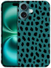 SuzaCase Back Case for iPhone 16 iPhone 16 Case with Stylish Teal Cheetah Skin Pattern Design Printed Cute Sleek Durable