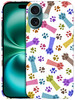 SuzaCase Back Case for iPhone 16 Plus iPhone 16 Plus Case with Stylish Cat Paw Multicolor Pattern Design Printed Cute Sl