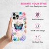 SuzaCase Back Case for iPhone 16 Pro iPhone 16 Pro Case with Stylish Teal Butterfly Floral Design Printed Cute Sleek Dur