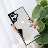 YTanazing for iPhone 16 Mirror Case Rectangle for Women Girls MakeupLuxury Glass Glossy Mirror Back Shockproof Hard Case