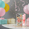 IDweel for iPhone 16 Pro Case Luxury Colorful Retro Oil Painting Printed Flower Glossy Pattern Cute Curly Wave Edge Exqu