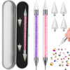 2 Pieces Rhinestone Picker Dotting Pen, Dual-ended Rhinestone Gems Crystals Studs Picker Wax Pencil Pen Crystal Beads Handle Manicure Nail Art DIY De