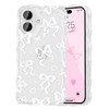 UEEBAI Cute Heart Bow Case for iPhone 16 Plus 67 inch Wave Ribbon Bows Phone Case Pretty Aesthetic Cover Cute Clear Shel
