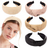 Ivyu Hairband - 4 Mixed Color Straw Braid Twist Headbands for Women's hair, Wide Thick Top Knot Hairbands for Girls, Beauty Product, Beech Accessorie