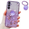 MRRSIWEI for Samsung Galaxy S24 FE Not S24 Case for Women Girls Luxury Plating Bling Glitter Sparkle Flowers Shockproof