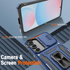 ATUMP for Samsung Galaxy S24 FE Case with 2 Pack HD Screen Protector Slide Camera Cover 360 Rotation Ring Kickstand Mili