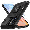 DEERLAMN Case for Samsung Galaxy S24 FE 67Inch with Slide Camera CoverScreen Protector1 Pack Rotated Ring Kickstand Mili