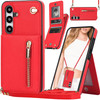 Fofvccv Crossbody Wallet Case for Samsung Galaxy S24 FE 67 PU Leather Zipper Card Holder Flip Cover with Magnetic Closur