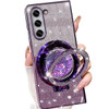 Changjia for Samsung Galaxy Z Fold 6 Glitter Kickstand CaseCute Luxury Bling Sparkly with Liquid Flowing Ring Stand Soft