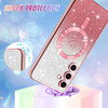 Bonoma Compatible with Samsung Galaxy S24 Fe Case Support for MagSafe Plating Heart Glitter Magnetic Case TPU Camera Pro