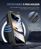 Caka for Galaxy Fold 4 Case Z Fold 4 Case Detachable S Pen Holder Screen Protector Hidden Kickstand Hinge Protection Hea
