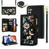 Furiet Floral Wallet Case for Samsung Galaxy S24 FE 5G with Wrist Strap Shoulder Strap Flip Zipper Purse Luxury PU Leath