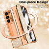 YQODSZ for Samsung Galaxy Z Fold 4 Case with Pastable S Pen Holder Stylus Glitter Bling Leather Phone Case with Kickstan