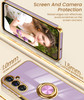 Dretal for Samsung Galaxy A16 5G Case Screen Protector 360 Rotatable Ring Holder Magnetic KickstandPlated Gold Edge Slim