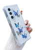 MUNDULEA Compatible with Samsung Galaxy Z Fold 5 Case Clear Cute Butterfly Purple Women Girly Sparkle Glitter Soft TPU P