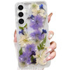Changjia for Samsung Galaxy A16 5G Clear Floral CaseCute Glitter Bling Sparkly Pressed Real Flowers Pattern Case for Wom