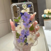 Changjia for Samsung Galaxy A16 5G Clear Floral CaseCute Glitter Bling Sparkly Pressed Real Flowers Pattern Case for Wom
