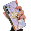 Changjia for Samsung Galaxy S24 FE Glitter Kickstand CaseCute Bling Marble Conch Floral Butterfly with Ring Stand Mirror