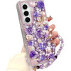 Changjia for Samsung Galaxy Z Fold 6 Glitter Bling CaseCute Luxury 3D Crystal Rhinestone Diamond Flower Sparkle Stunning