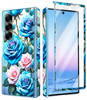 Btscase for Samsung Galaxy Z Fold 6 CaseBuilt in Front Screen ProtectorGold Glitter Marble Pattern Hard PC Slim Shockpro