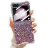 LCHULLE for Samsung Galaxy Z Flip 6 Case Bling Glitter for Girls Women Cute Shiny Sparkle Sequin Stars Soft Silicone Fou