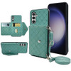 Furiet Wallet Case for Samsung Galaxy S24 FE 5G with Crossbody Shoulder Strap and Stand Grid PU Leather Credit Card Hold