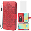 Bohefo Case for Galaxy S24 FE Case Samsung S24 FE SMS721U Wallet Case with Tempered Glass Screen Protector Mandala Leath