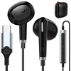 USB C Wired Earbuds for iPhone 17 16 15 Pro Max HiFi Stereo USB C Headphones Type C Earphones with Microphone Volume Con