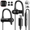 USB C Headphones Over Ear Hooks for iPhone 17 Air 16 15 Pro Max Plus Wrap Around Ear Buds with Loops Mic Type C Earphone