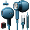 USB C Headphones with Microphone for iPhone 17 Pro Max 16e 16 15 Plus Type C Headphone Wired Earbuds HiFi Magnetic Sport