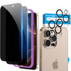 Fotbor for 2Pack iPhone 16 Pro Privacy Screen Protector with 2Pack Camera Lens Protector Anti Spy 9H Tempered Glass with