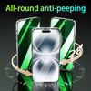 Pokolan 2 Pack Green Privacy Screen Protector for iPhone 16 Pro Full Coverage Tempered Glass AntiSpy Cool Green Colorful
