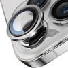 TENOC Camera Lens Protector for iPhone 16 Pro iPhone 16 Pro Max 9H Tempered Glass Camera Screen Cover Silver Metal Indiv