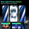 KAREEN 2 Pack for iPhone 16 Pro Privacy Screen Protector 9H Tempered Glass Gradient Anti Spy Anti Blue Light Full Covera
