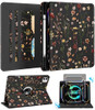 Kidcube for iPad Pro 13 Inch Case M4 2024 Women Girls Cute Rotating Stand Folio Cover with Pencil Holder Card Slot Flowe