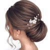YBSHIN Bride Wedding Hair Pins Silver Flower Hair Pieces Pearl Bridal Hair Accessories for Women and Girls