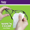 Flents Lens Wipes Wipe N Clear 150 Count PreMoistened StreakFree Safe for Glasses Sunglasses Gentle Cleaning Clear Visio