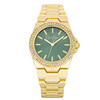 Jessica Simpson Womens Watch 32mm Gold Tone Mint Green Sunray Dial Crystal Bezel Metal Bracelet Dress Watch for Women An