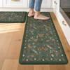 LEEVAN Anti Fatigue Mats for Kitchen Floor NonSlip Cushioned Kitchen Mats for Floor 2 Piece Green Memory Foam Kitchen Ma