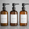 Stylish Shampoo and Conditioner Dispenser Set of 3 Modern 21oz Shower Soap PET Bottles with Pump and Labels Easy to Refi
