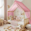 NICETOWN Decorative Pink Bed Canopies Drapes for Kids Room Voile Sheer Toddler Bed Canopy Curtain Scarf Valance DIY for